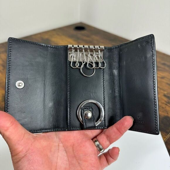 Gucci GG Guccissima Leather 6 Key Case Black - Picture 8 of 16